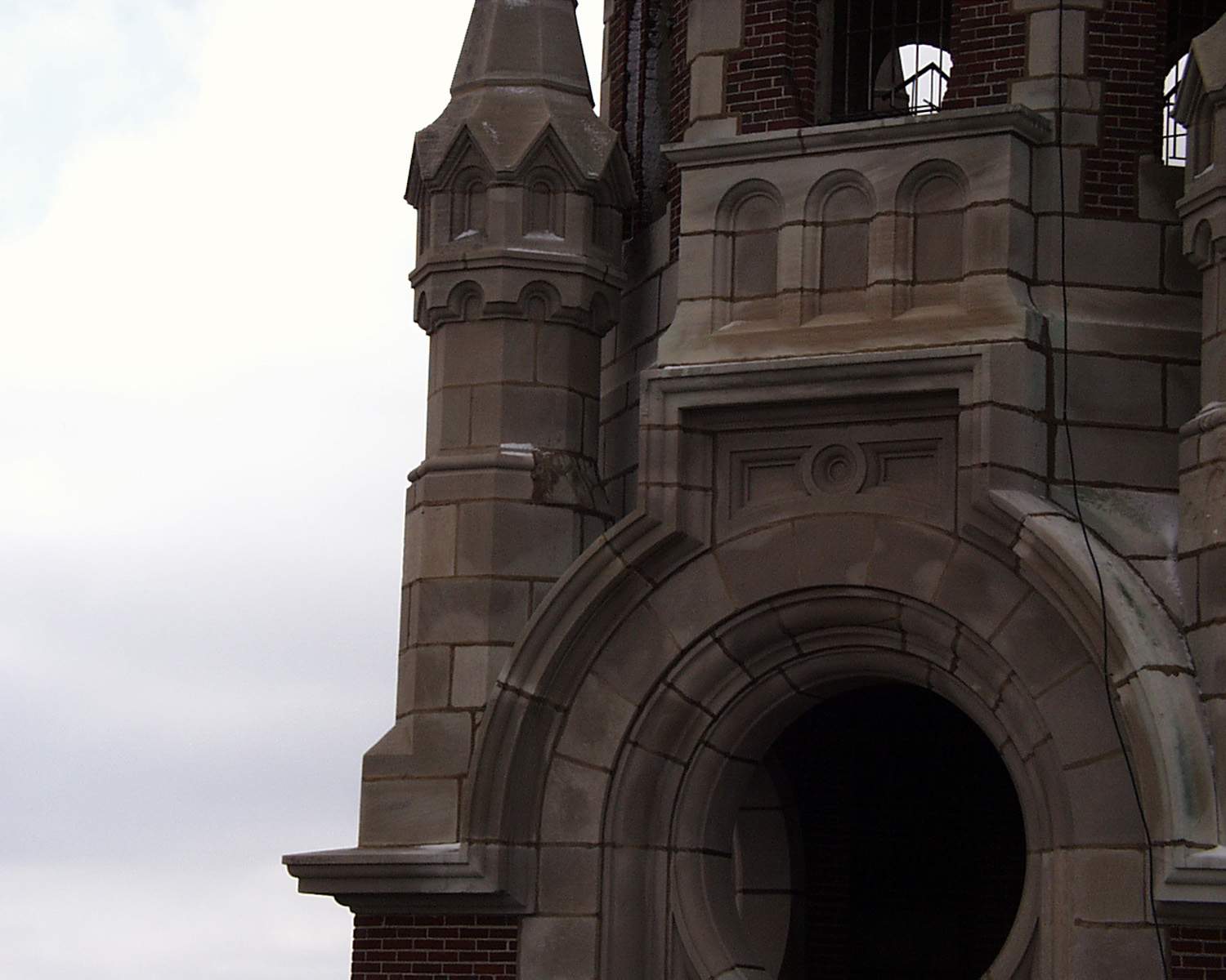 Holy Hill commercial building restoration - East tower turret damage